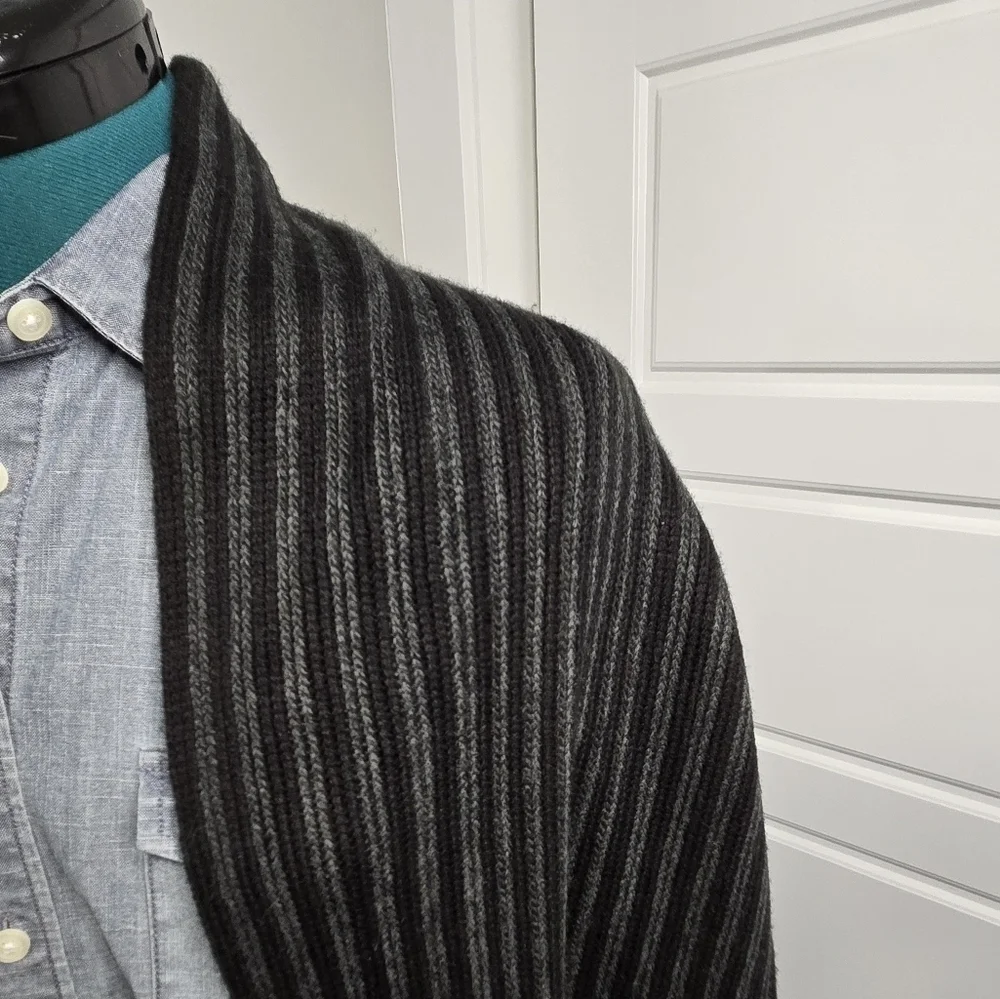 MICHAEL KORS LONG BLACK & GREY STRIPE SCARF FRINGE ENDS UNISEX OS WINTER COSY